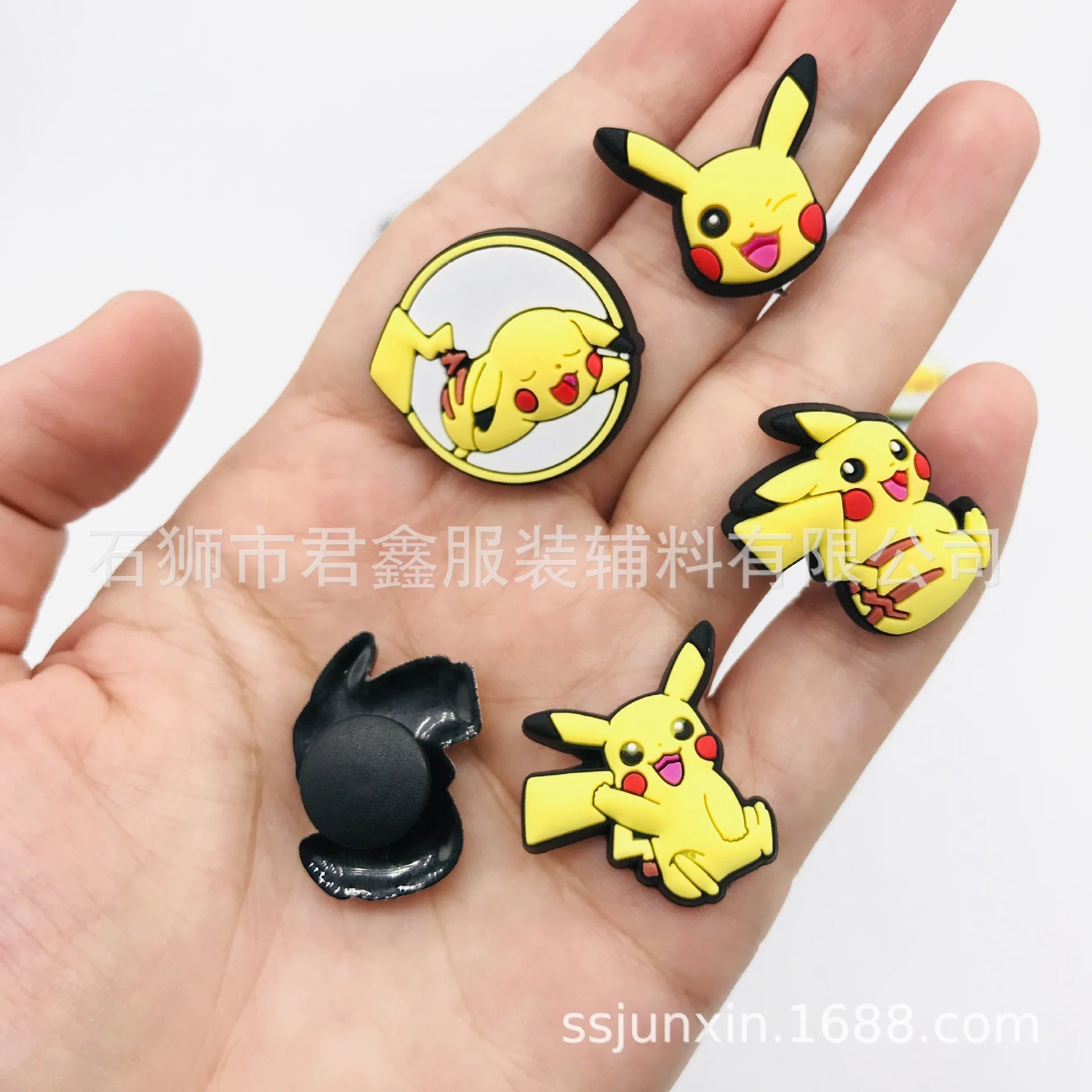 Single Sale 1pcs Pokemon Series PVC Crocs Charms Accessories Shoe Buckle Wholesale DIY Sneakers Decoration Kids X-mas Party Gift