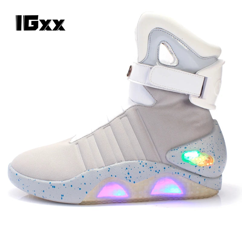 IGxx Sneakers LED Light Up shoes For Men LED Shoes USB Recharging Air Shoes Back To The Future Boots Shoes LED  mag shoes