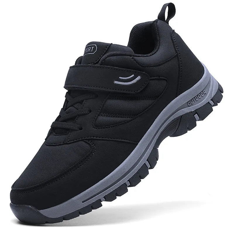 Men's Trendy Running Shoes With Hook And Loop Fastener, Comfy Breathable Wear Resistant Shock Absorption Cushioned Sneakers