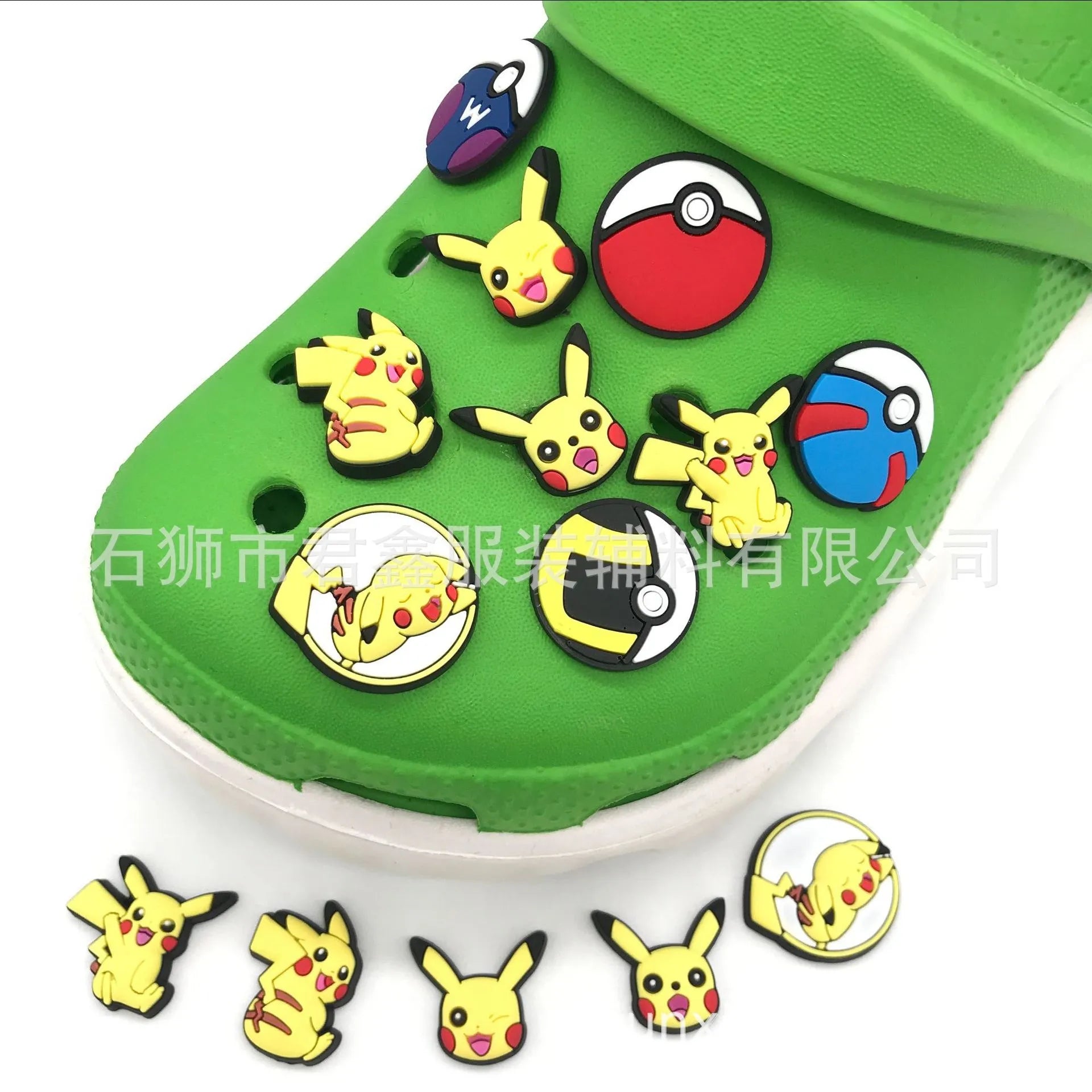 Single Sale 1pcs Pokemon Series PVC Crocs Charms Accessories Shoe Buckle Wholesale DIY Sneakers Decoration Kids X-mas Party Gift