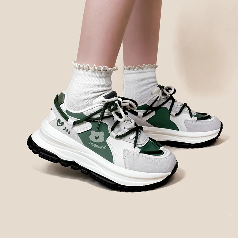 Amy and Michael 2022 Spring New Fashion Women Sneakers Breathable Casual Retro Platform Shoes Lovely Girls Students Trainers