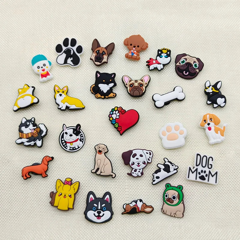 1PCS Dogs Croc Charms Accessories Sneakers Shoe Decorations Pins for Croc Woman Men Corgi Bulldog Croc Jeans Dropshipping