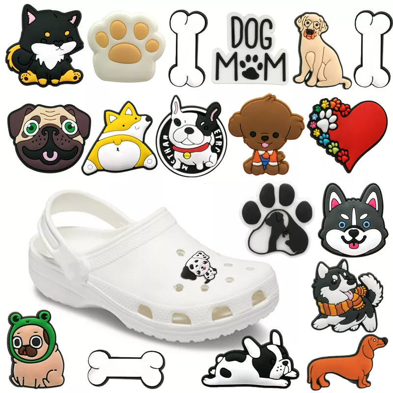 1PCS Dogs Croc Charms Accessories Sneakers Shoe Decorations Pins for Croc Woman Men Corgi Bulldog Croc Jeans Dropshipping