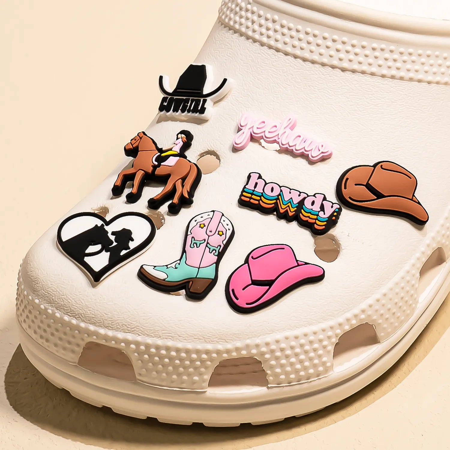 1pcs Croc Charms Cowboy for Girls Pink Shoe Accessories for Sneakers Sandal Cute Shoe Charms for Classic Clog Gift 2023 Hot Sale