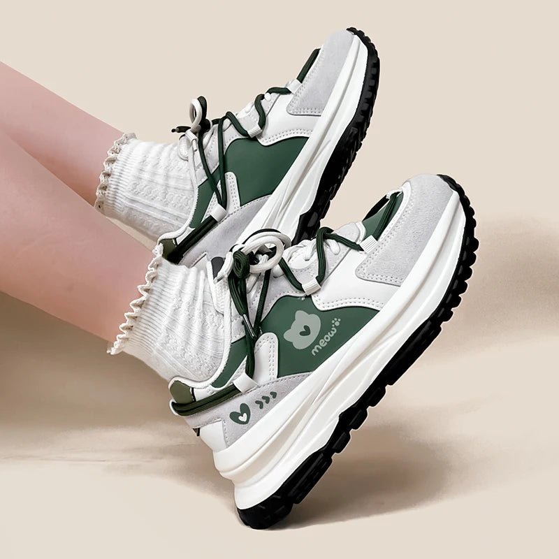 Amy and Michael 2022 Spring New Fashion Women Sneakers Breathable Casual Retro Platform Shoes Lovely Girls Students Trainers