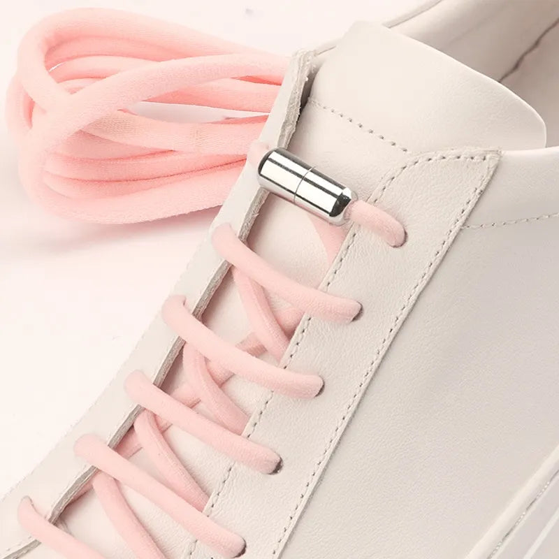 1 Pair Elastic No Tie 105cm Shoelaces Buckle Metal Lock Shoe Laces for Kids Adult Sneakers Shoe Accessories Wholesale