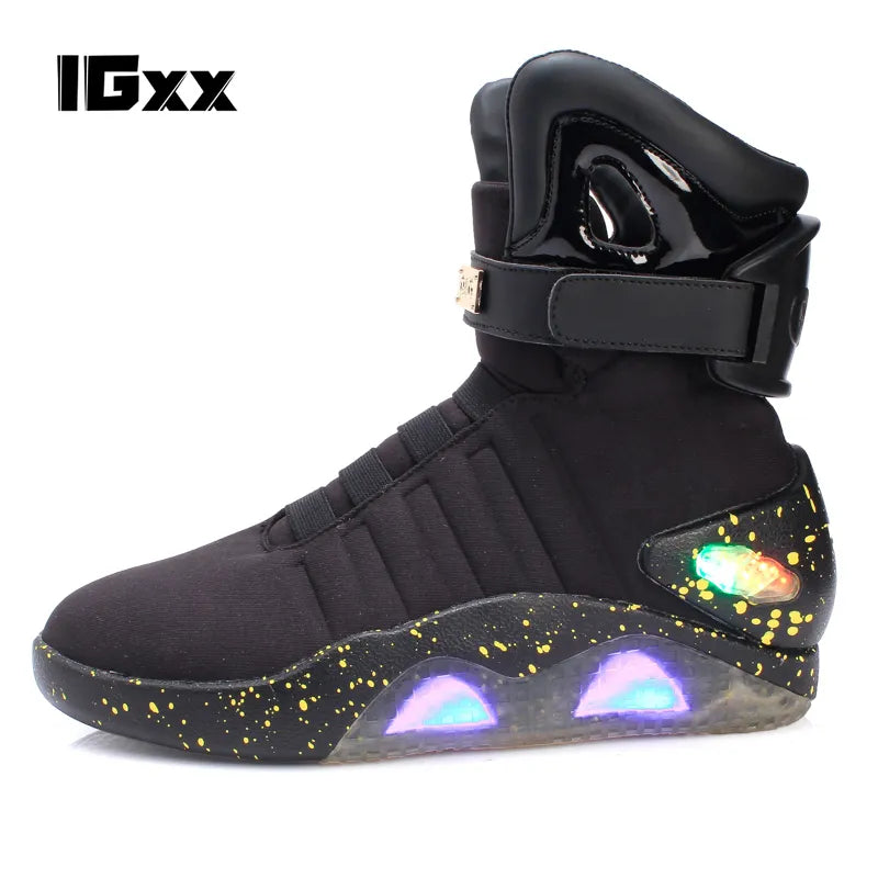 IGxx Sneakers LED Light Up shoes For Men LED Shoes USB Recharging Air Shoes Back To The Future Boots Shoes LED  mag shoes