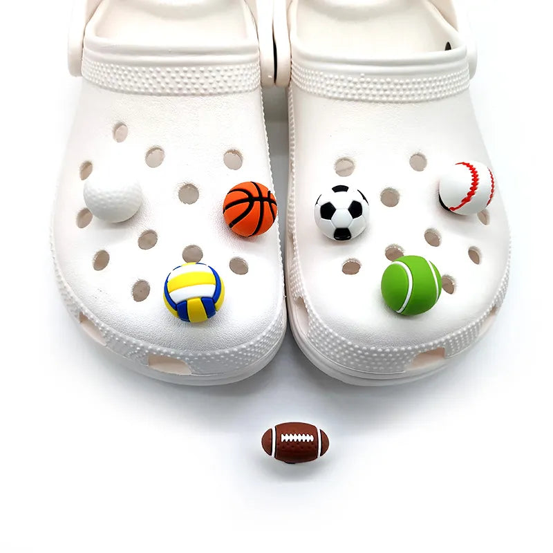 1pcs 3D Balls Shoe Charms Accessories Sneakers Shoe Decorations Pins for Croc Woman Men Football Croc Jeans Dropshipping