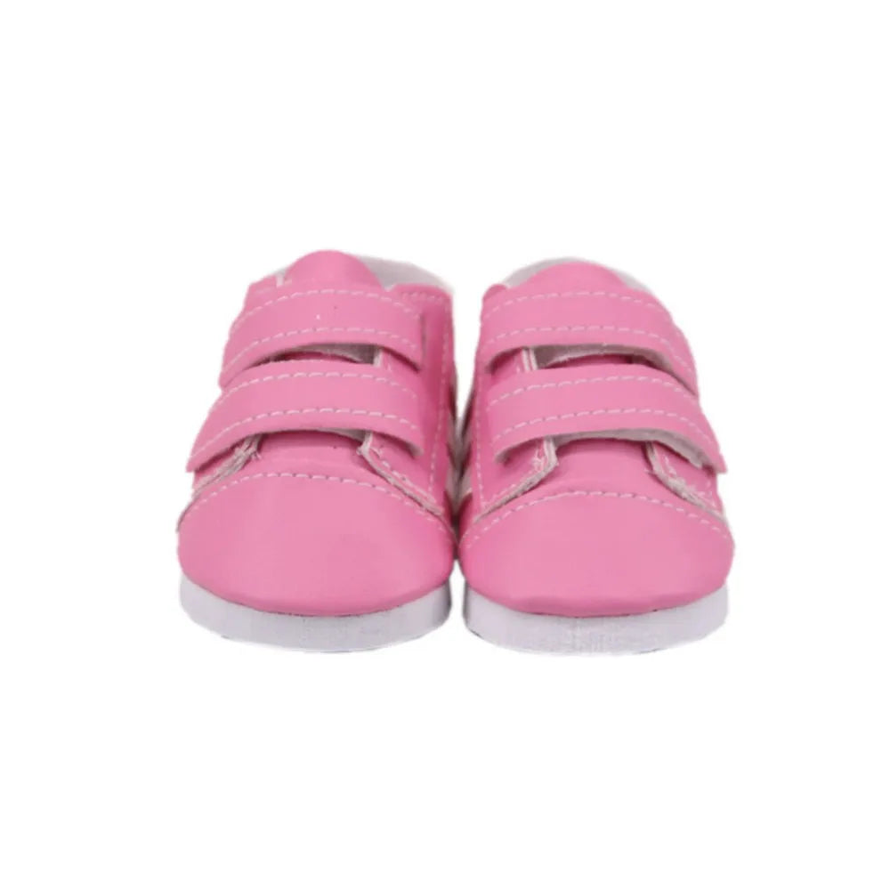 7Cm Doll Shoes Pink  Bow Canvas Shoes Sneakers Fit 18 Inch American Doll&43cm Baby New Born Doll Clothes Girl`s Accessories