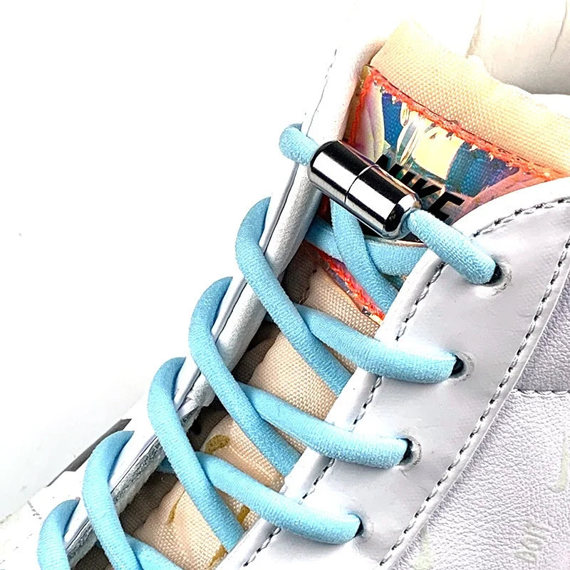 1 Pair Elastic No Tie 105cm Shoelaces Buckle Metal Lock Shoe Laces for Kids Adult Sneakers Shoe Accessories Wholesale